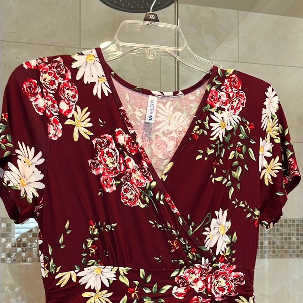 Lil better (size S) burgundy print dress